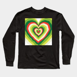 Abstract of Christmas Colored Heart Pattern Long Sleeve T-Shirt